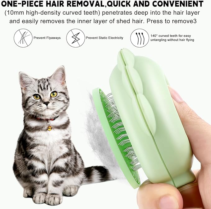 Cat Hair Brush for Shedding, 3-in-1 Pet Spray Hair Removal Comb with Visual Spray & Release Button, Waterproof Dog Grooming Brush for Furry Pet-PawvioPets