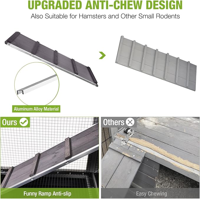 2-Story Rabbit Hutch Indoor Bunny Cage Outdoor Guinea Pig House with Wire Mesh Floor, Leak-Proof Trays, Lockable Wheels for Rabbits, Guinea Pigs, 40.6" L x 26" W x 37.6" H-PawvioPets