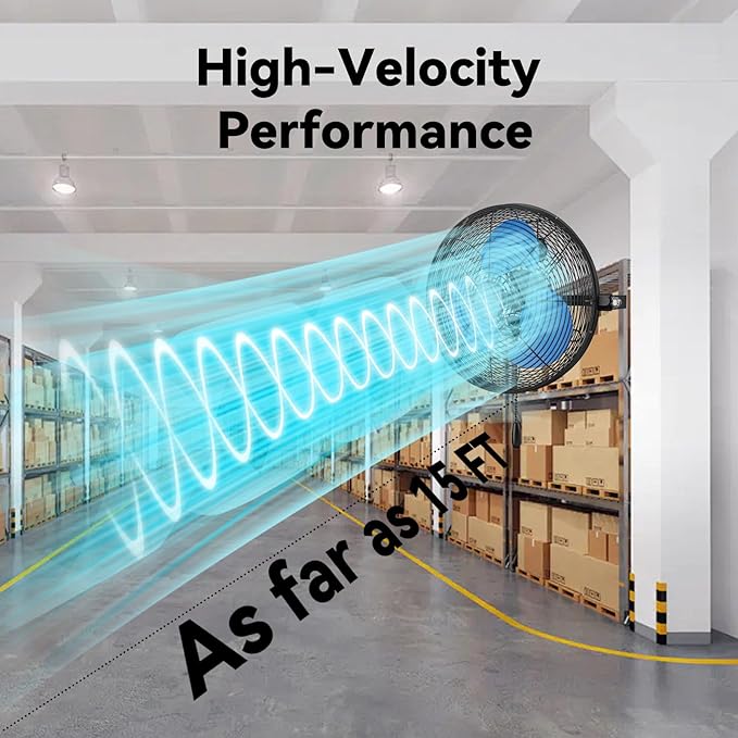 12 Inch Wall Fan Pro Series - Indoor High Velocity Wall Mount Fan for Commercial, Residential, Warehouse, Covered Patio, Shop, Garage, Barn, Gazebo 3 Speed 2800 CFM UL Safety Listed-PawvioPets