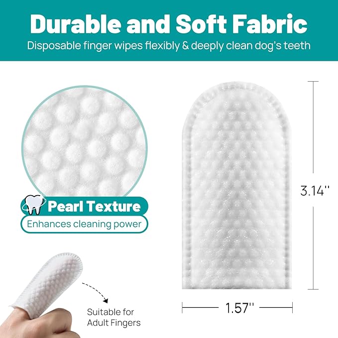 Dog Dental Care Finger Wipes - Teeth Cleaning Finger Wipes for Dog & Cats - Tooth Brushing Kit Dental Wipes for Dog - Reduces Plaque & Freshens Breath (50 PCS, Beef)-PawvioPets