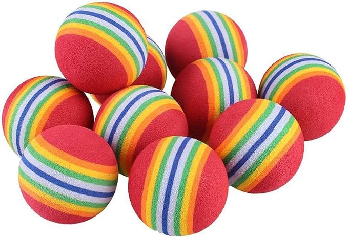 12 Pack Rainbow Cat Toy Balls Soft EVA Foam Interactive Indoor Kittens Favorite Toys 1.38" Dia. Small Dogs Puppies Toy Balls Bulk Activity Chase Quiet Play Sponge Ball-PawvioPets