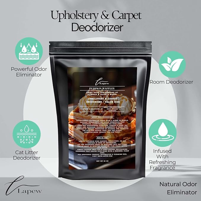 Carpet Freshener Powder Refill 36 oz | Powerful Odor Eliminator for Home | Upholstery Deodorizer | Carpet Deodorizer | Pet Urine | Cat Litter Box | (36 Oz, Pumpkin Waffles)-PawvioPets