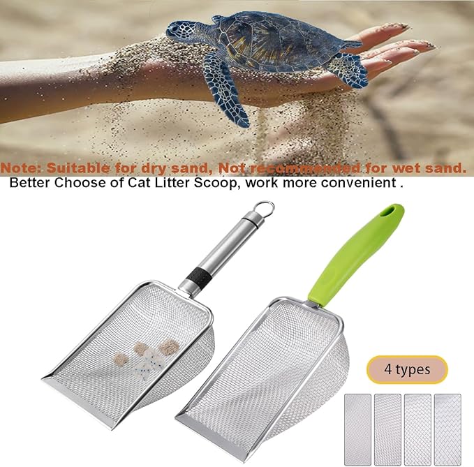 4PCS Reptile Scooper,Litter Cleaner Corner Scoop, Reptile Sand Fine Mesh,Cat Little Scoop, Bearded Dragon Sand Shovel,Pet Poo Shovel Scooper (4PCS Shovels)-PawvioPets