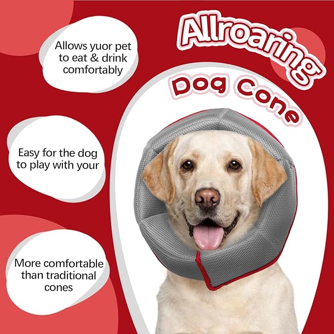 Dog Cone for Large Dogs After Surgery, Soft Dog Cone Collar for Dogs to Stop Licking, Adjustable Comfy E-Collar Alternative Lightweight Post-Surgery Recovery Elizabethan Collar for Pet-PawvioPets