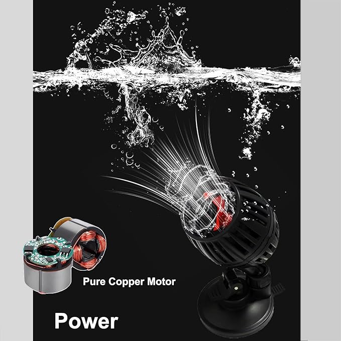 Carefree Fish Aquarium DC12V 10W Wave Maker 4 Level Adjustable Flow Rate Powerhead 1500Gph Wave Pump for 10~60Gal Freshwater and Saltwater Fish Tank-PawvioPets