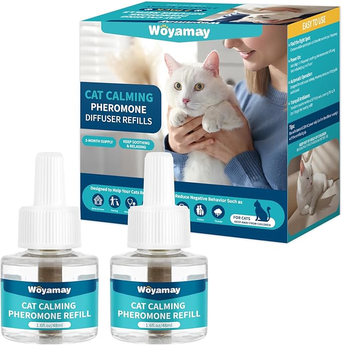 Cat Calming Diffuser Refills - Cat Pheromones Calming Diffuser for Cats Relieve Anxiety & Stress, 2-Month Supply Cat Pheromone Diffuser Refills (Fits All Common Diffuser-PawvioPets