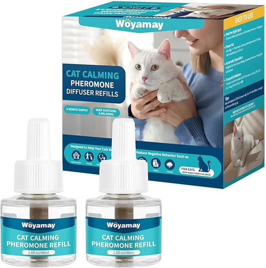 Cat Calming Diffuser Refills - Cat Pheromones Calming Diffuser for Cats Relieve Anxiety & Stress, 2-Month Supply Cat Pheromone Diffuser Refills (Fits All Common Diffuser-PawvioPets
