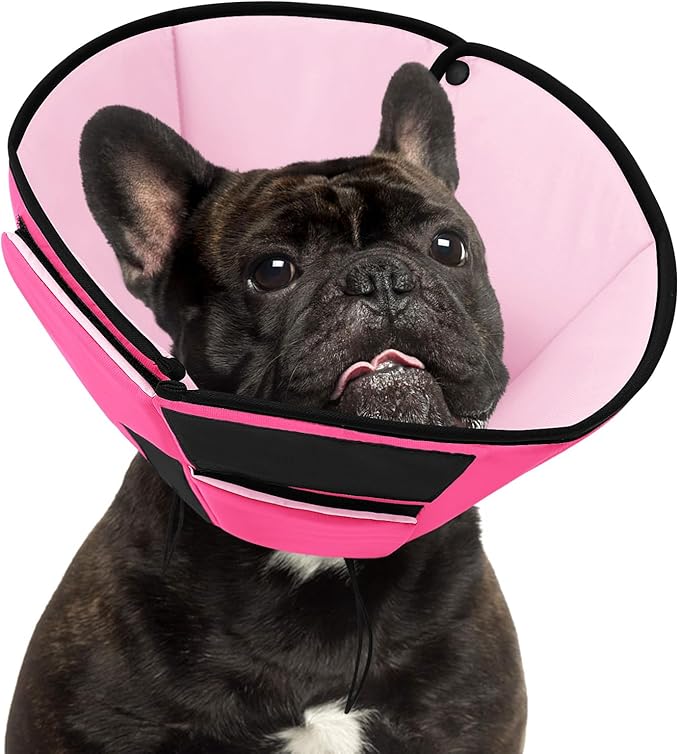 Dog Recovery Collar Cone for Medium Dogs, Adjustable Dog Cone Alternative After Surgery for Dogs to Stop Licking, Breathable Soft Cone for Medium Large Dogs, Pink M-PawvioPets