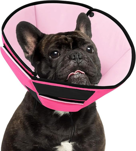Dog Recovery Collar Cone for Medium Dogs, Adjustable Dog Cone Alternative After Surgery for Dogs to Stop Licking, Breathable Soft Cone for Medium Large Dogs, Pink M-PawvioPets