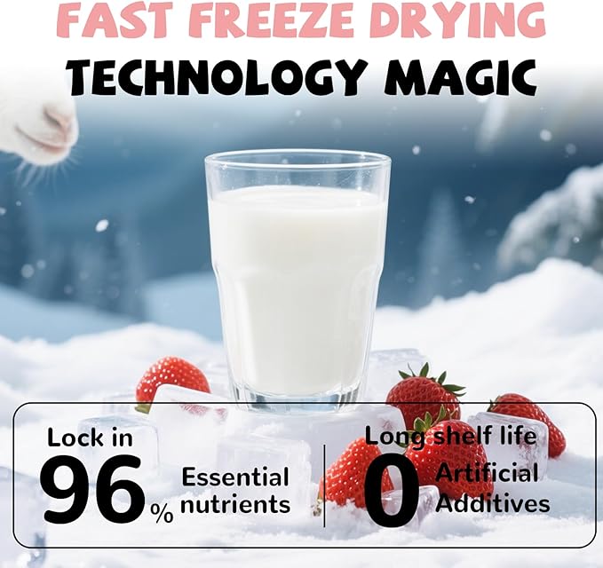 Freeze Dried Sheep Milk Yogurt Flavor with Strawberry,Gentle Sheep Milk Dog Treats for Sensitive Stomachs Puppies, 2.8 oz-PawvioPets