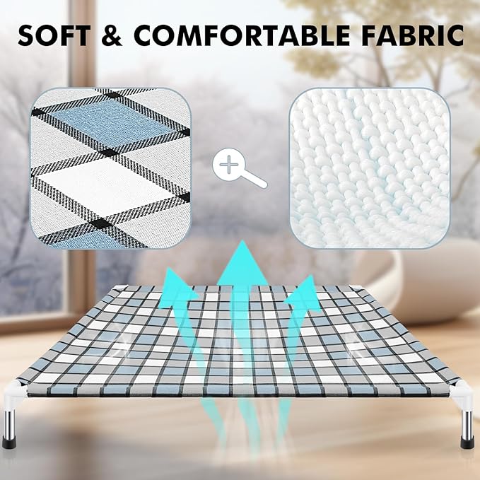 Elevated Outdoor Raised Dog Bed Outdoor Dogs Bed Lifted Pet Hammock Bed Dog Cot for Large Pet Taste Life, Start with A Pet Bed 39'' x 27'' x 6.5''-PawvioPets