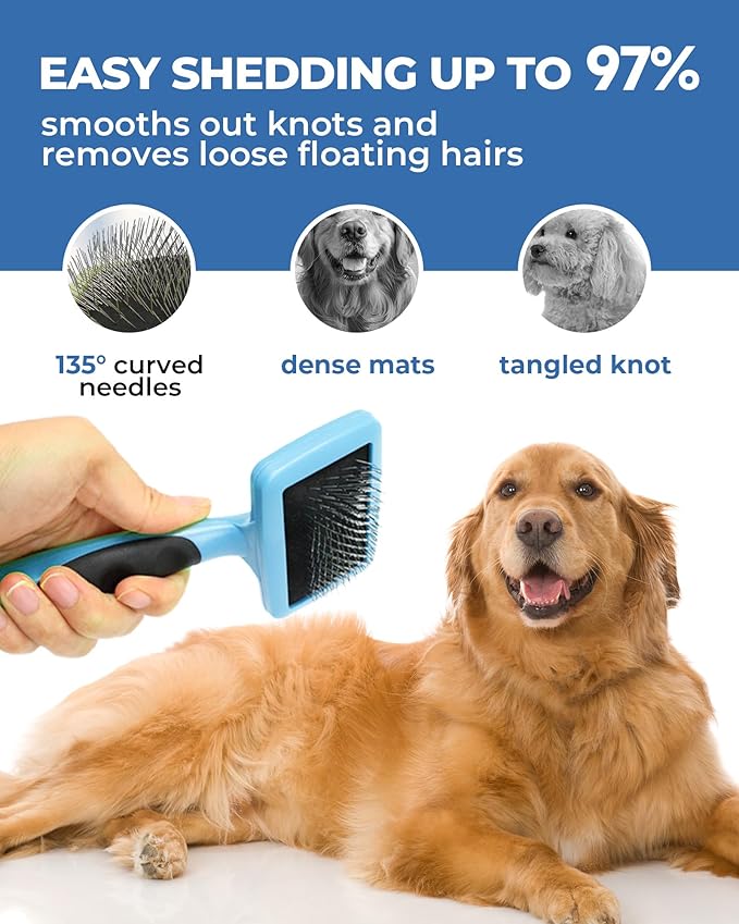 Dog Brush for Shedding Grooming,6 Pack Long-Pin Brush Set for Long Haired Dog Cat Goldendoodles Poodles Doodles Blue-PawvioPets