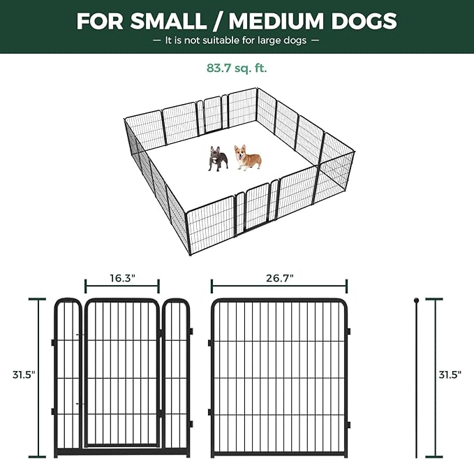 FXW Homeplus Unleashed Indoor Dog Playpen - Stress-Free and Safe Play, Heavy Duty 32 Inch 16 Wire Panels Dog Pen for Small and Medium Dogs, Black│Patented-PawvioPets