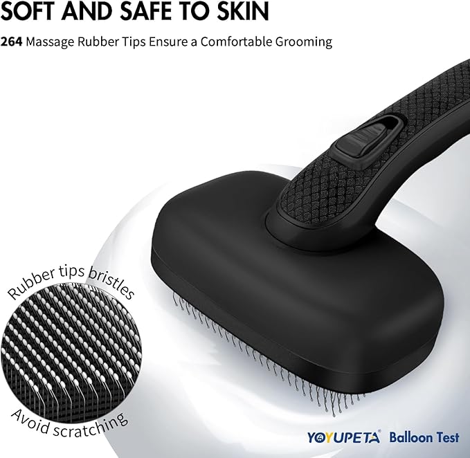 Dog Self Cleaning Slicker Brush for Shedding, Ideal for Short Long Haired Dogs, Including Cat. Removes Loose Fur, Undercoat, Mats, Tangled Hair. Suit for Large Medium Small Animal, Black-PawvioPets