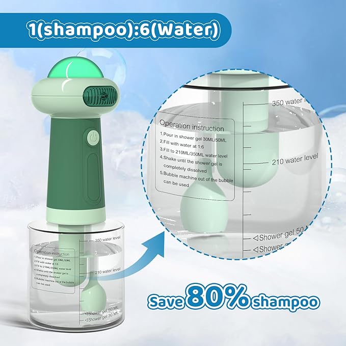 Electric Dog Shampoo Dispenser,IPX7 Cat Shampoo Sprayer,Pet Bath Supplies Automatic Foaming Shampoo Dispenser for Dog Deep Cleaing,Kitchen Sink，Bathroom Green-PawvioPets