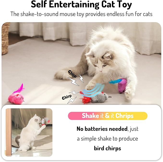 Hanging cat Toys mice with Squeaky Sound 3PCS, Retractable Teaser Toy, Interactive cat Toys for Indoor Bored Kitten Self Play Chase Exercise, Mental Physical Stimulation for All Breeds-PawvioPets