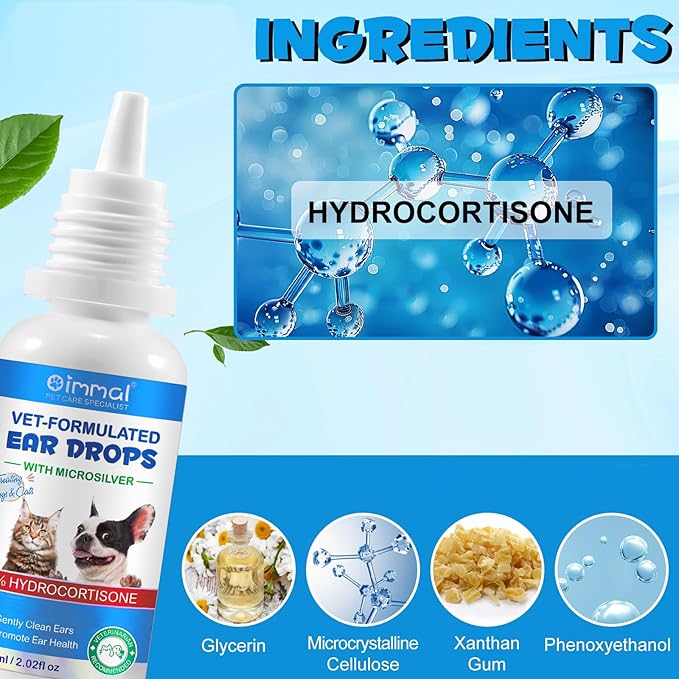 Dog Ear Infection Treatment, Cat & Dog Ear Cleaner for Itchy Relief, Antiseptic,Waxing,Cleansing, Ear Mite Treatment for Dog Cats, Yeast Ears Infection Treatment for Dogs, 2.02fl.oz-PawvioPets