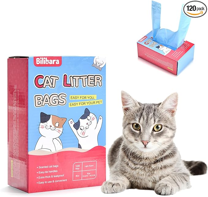 Cat Litter Bags, 120 Count, Ultra Thick, Scented, Leak-Proof, Disposable, 15 Liters Capacity-PawvioPets