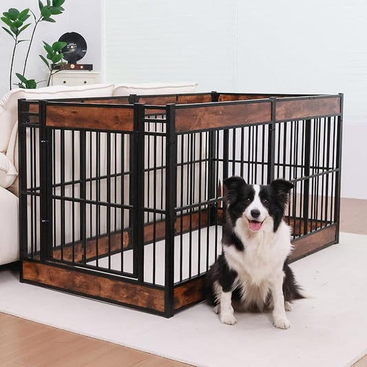 Dog Playpen, 35.4" Height Dog Pen Indoor, Heavy Duty, Safe and Sturdy, Furniture Style Puppy Pen-PawvioPets