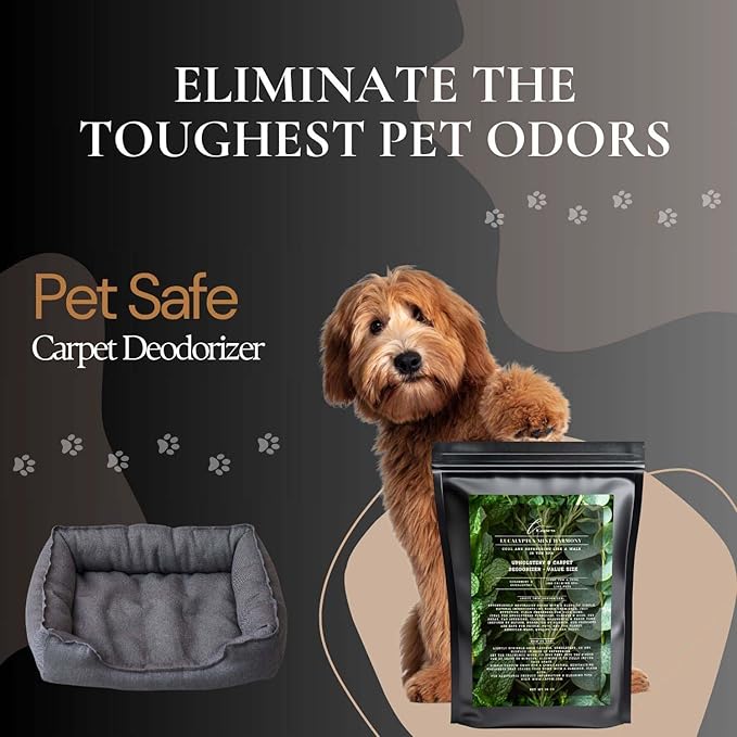 Eucalyptus Mint Harmony Carpet Freshener Powder Refill 36 oz | Powerful Odor Eliminator for Home | Upholstery Deodorizer | Carpet Deodorizer | Pet Urine | Cat Litter Box | Eucalyptus Spearmint-PawvioPets