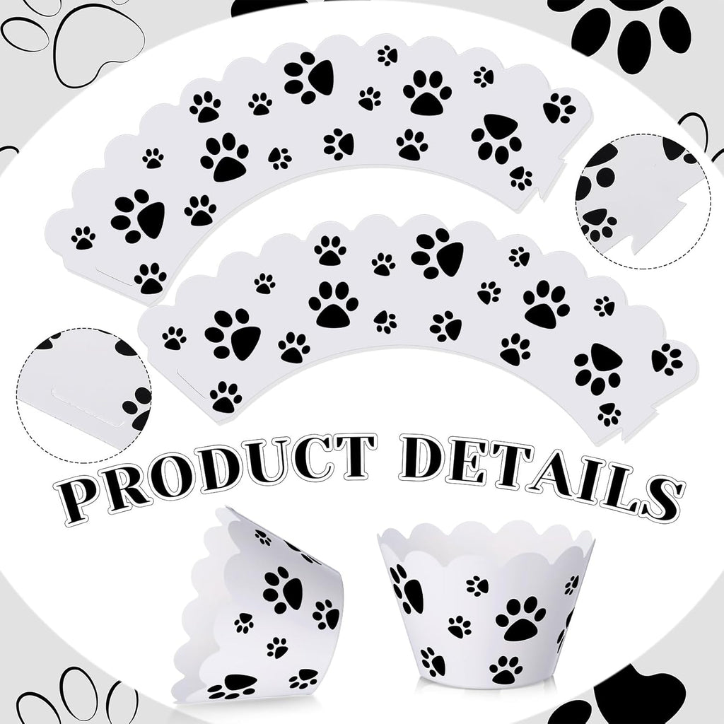 Domensi 100 Pcs Dog Paw Cupcake Wrappers Puppy Themed Cupcake Liners Rustic Baking Cups Baking Liners for Spring Summer Wedding Bridal Baby Shower Birthday Party Supplies Dessert Decoration