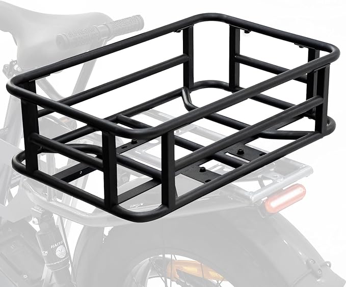 AWQM Large Ebike Basket, Waterproof Metal Electric Bicycle Basket, Quick Assemble Bike Accessories Rear Cargo Rack for Picnic, Pet, Sports-PawvioPets