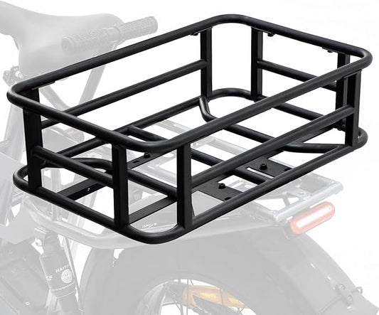 AWQM Large Ebike Basket, Waterproof Metal Electric Bicycle Basket, Quick Assemble Bike Accessories Rear Cargo Rack for Picnic, Pet, Sports-PawvioPets