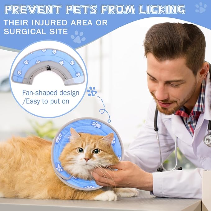 Cat Cone Collar Soft to Stop Licking After Surgery Cat Recovery Collar for Small Large Cats Adjustable Elizabethan Collar-PawvioPets