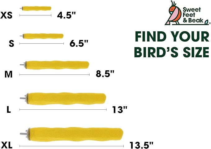 Comfort Grip Safety Perch for Bird Cages - Pedicure Perch for Birds to Keep Nails and Beaks in Top Condition - Safe Easy to Install Bird Cage Accessories - X-Small 4.5"-PawvioPets