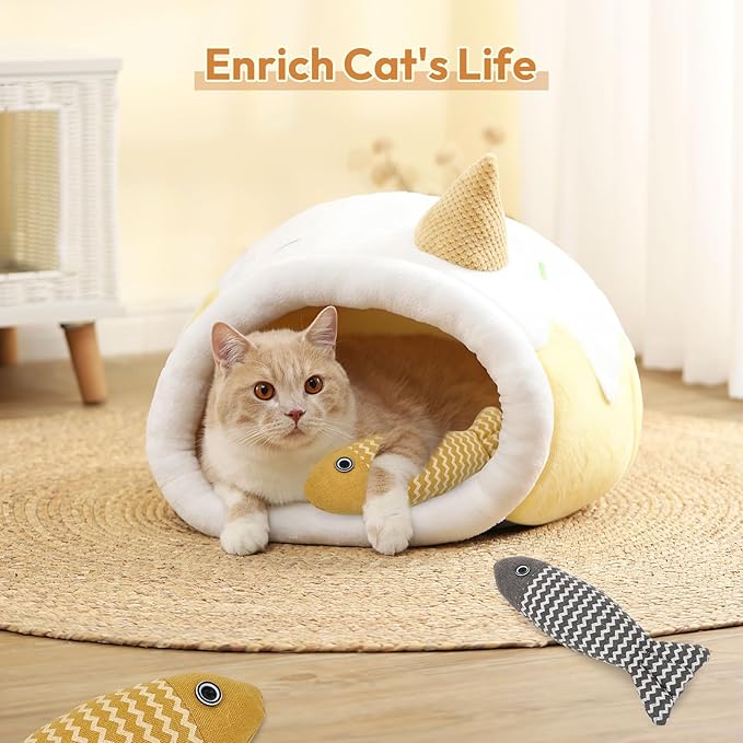 2 Pcs Catnip Toys Fish, Self Play, Cat Toys for Indoor Cats and Kitten, Catnip Cat Toy, Interactive Kitten Exercise Kicker Toys for Indoor Cats 7.8 Inches for All Breeds-PawvioPets
