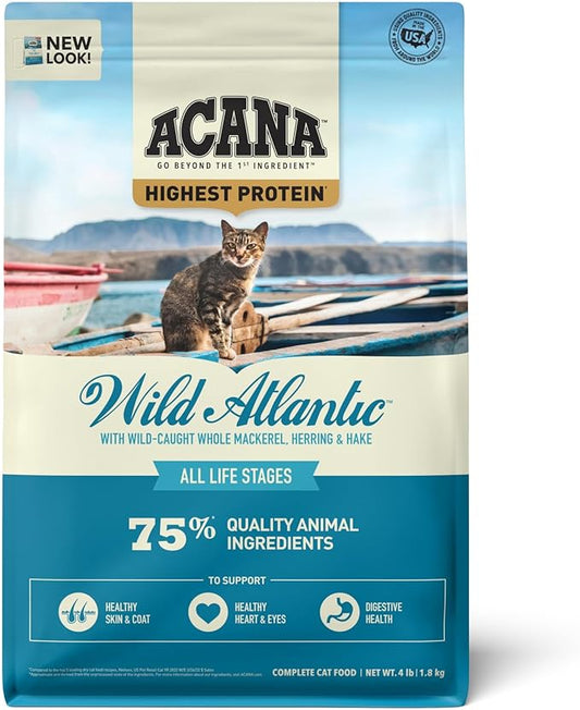 ACANA Grain-free Dry Cat Food Wild Atlantic Saltwater Fish with Freeze-Dried Liver 4lb Bag-PawvioPets