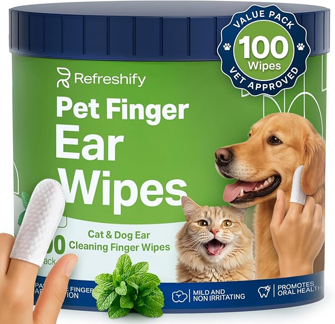Dog Ear Wipes - 100 Value Pack - Mint Ear Wipes for Dogs, Vet Formulated Pet Ear Wipes for Dogs & Cats – Effective Dog Ear Cleaner for Itch Relief, Wax & Odor-PawvioPets