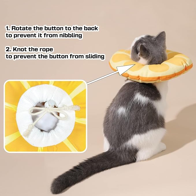 Cat Cone Collar Soft Kitten Donut, Cat Cones to Stop Licking After Surgery and Scratching, Waterproof Elizabethan e Collar for Cats After Neuter, Adjustable Comfy Neck Cone Pillow for Kitty-PawvioPets