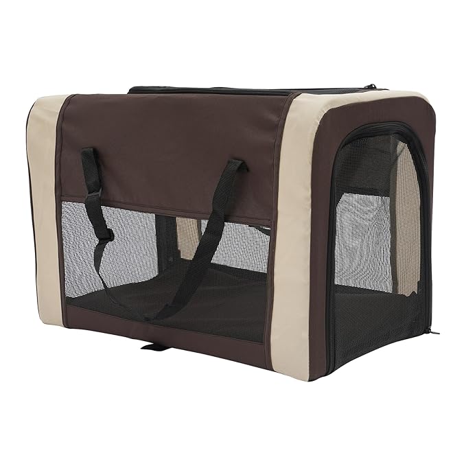 Double Pet Stroller with Detachable Carriers, Large Cat & Dog Stroller with 4 Wheels, Foldable Pet Strollers Small & Medium Dogs Cats 77lbs (Coffee Color)-PawvioPets