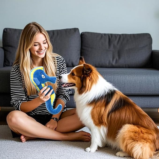 Dog Toy Squeaky Aggressive Durable Dog Toys for Dogs Chew No-Stuffed Dog Toy Interactive Hours of Fun Keep pups Busy -Green Shark,Bubble-Pressed Ultra-Soft Fabric-PawvioPets