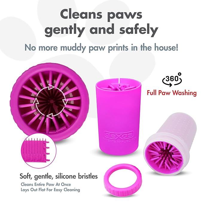 Dexas MudBuster Portable Dog Paw Washer/Paw Cleaner, Medium, Fuchsia-PawvioPets