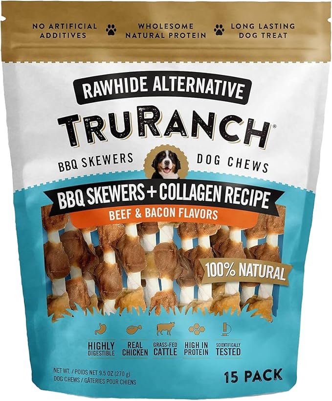 5" BBQ Collagen Skewers - Collagen Dog Chews - Long Lasting Healthy Joint Support Dog Treat - Rawhide Alternative - Skin & Coat Health, 1 Bag, 15 Count-PawvioPets