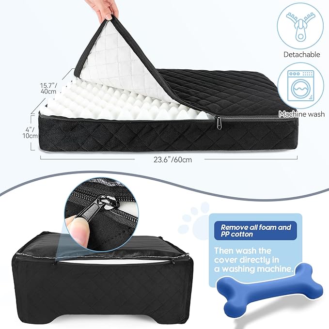 Dog Car Seat for Medium/Large Dogs,Dog Booster Seat for Dog Under 50lbs or 2 Small Dogs, Detachable and Washable Pet Car Seat,Multi-Functional Travel Dog Bed & Dog Sofa(Black)-PawvioPets