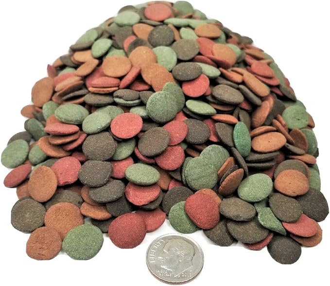 Aquatic Foods Inc. 4-Type Ultra Mix of 1/2" - 12mm Sinking Wafers, Spirulina-Algae, Worm, Shrimp, Intense Color Enhancing Wafers for Plecos, Shrimp, Snails, All Tropical Fish - 1/2-lb-PawvioPets