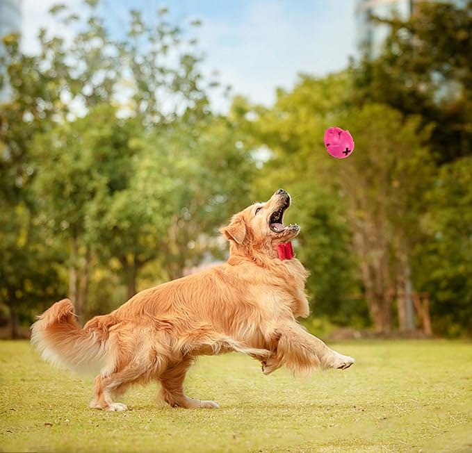 AUSCAT Dog Treat Dispensing Toys, Dispensing Puzzle Dog Toy for Aggressive Chewers, Rubber Dog Treat Dispenser, Interactive Stimulation Dog Food Toys, Pitaya Shape-PawvioPets