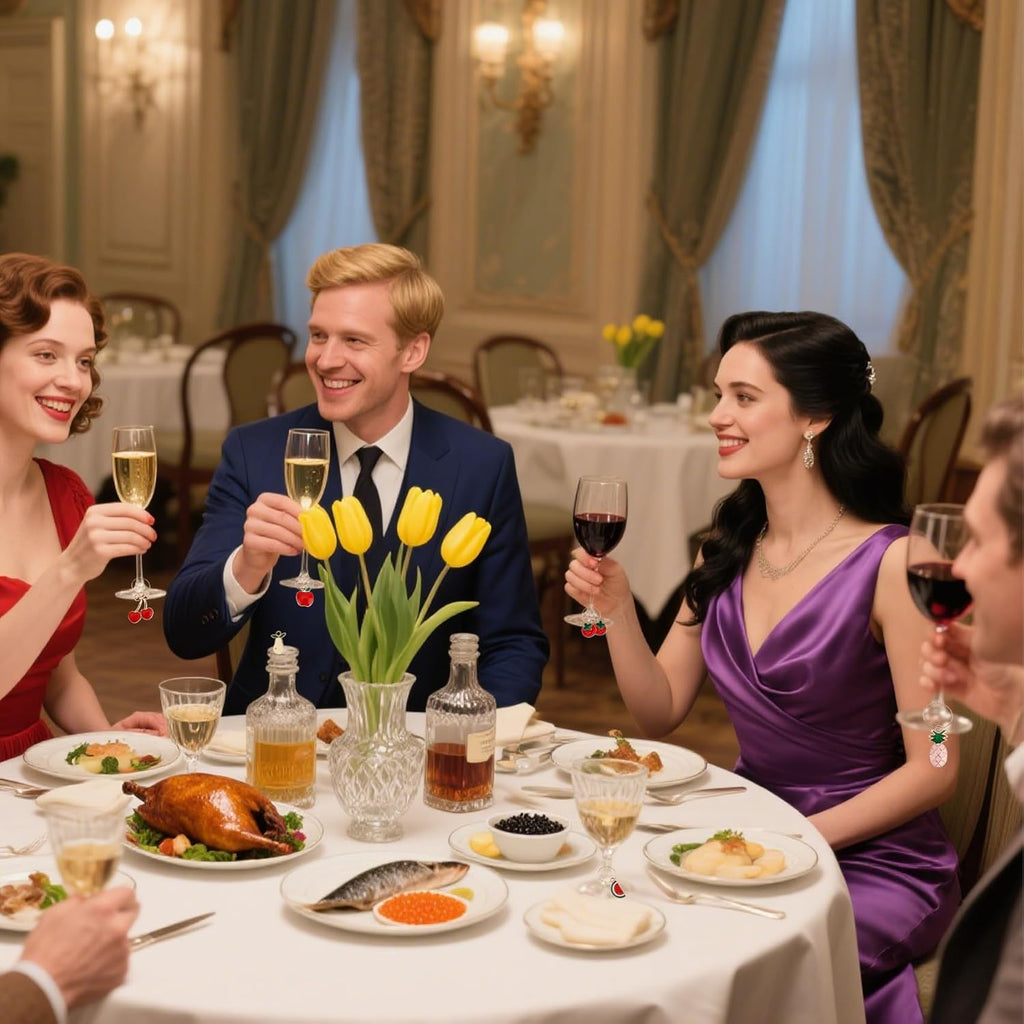 Wine Glass Charms Wine Charms for Stem Glasses Glass Markers Identifiers Tags for Christmas Tasting Party Favors Decorations