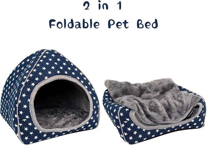 BWOGUE Guinea Pig House Bed Cozy Hamster Cave Large Hideout for Dwarf Rabbits Hedgehog Bearded Dragon Winter Nest Hamster Cage Accessories-PawvioPets