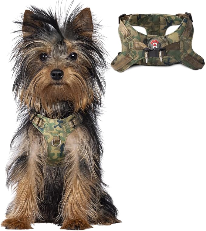 Dog Harness Step in Dog Vest Harness, Reflective Adjustable Puppy No Pull Harness Breathable Soft for Small and Medium Dogs Cats, Camo, XXS-PawvioPets