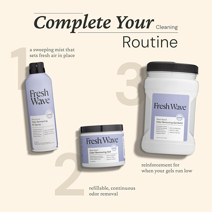 Fresh Wave Lavender Odor Removing Gel Refill, 63 oz. - Safer Odor Absorbers for Home, Natural Plant-Based Odor Eliminator, Every 15 oz. lasts 30-60 Days, For Cooking, Trash & Pets-PawvioPets