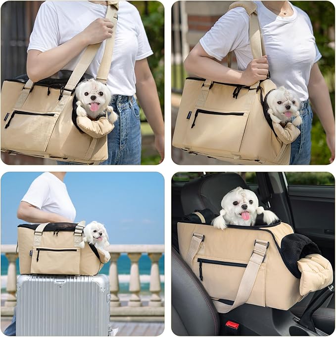 BurgeonNest Dog Purse Carrier for Small Dogs and Cats, Soft Sided Cozy Plush Pet Bag Carrier, 15.7" L x 8" W x 11" H Lightweight Pet Tote Bag with Secure Harness Clip-PawvioPets