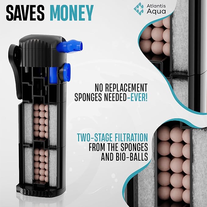 20 Gallon Fish Tank Filter up to 55 Gallons | Quiet Fish Tank Filter | Crystal Clear Water | Turtle Tank Filter | Submersible Aquarium Filter, Filter for Fish Tank, 50 Gallon Fish Tank Filter-PawvioPets