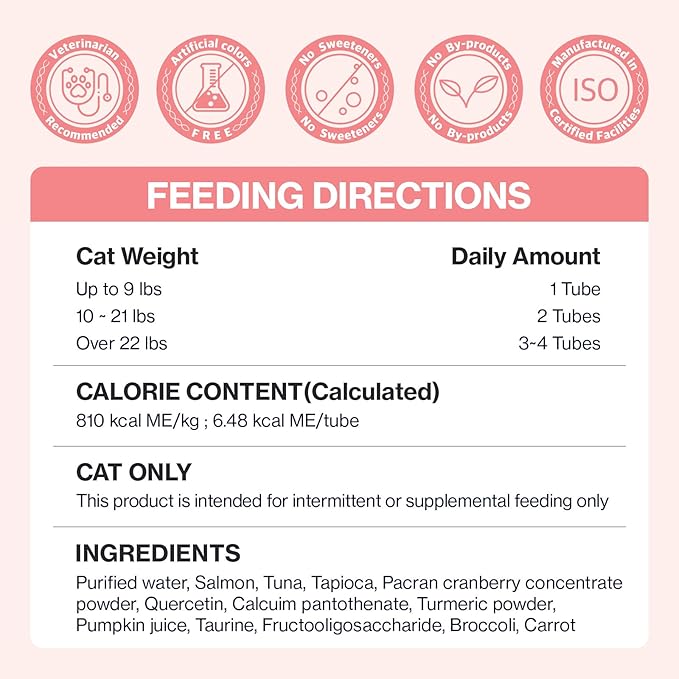 Dr.by UT Care Cat UTI Kidney Support Urinary Supplement Cranberry Treatment for Cats Renal Health with Pacran, Quercetin, Taurine lickable Formula Individually Packaged (1 Pack)-PawvioPets