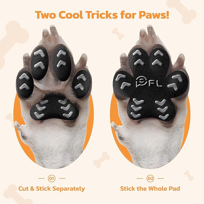 Anti-Slip Dog Paw Protector Pads for Senior Dogs, Dog Paw Blue Stickers with Strong Traction on Hardwood Floor, Dog Essentials,12sets(48pcs) S(4-10lbs)-PawvioPets