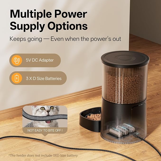 Automatic Cat Feeder WiFi- 5Ghz Cat Food Dispenser with APP Remote Control- Auto Pet Feeder for Small Dog Indoor- Easy to Set Up and Clean- Dual Power with Desiccant Bag Keep Fresh-PawvioPets