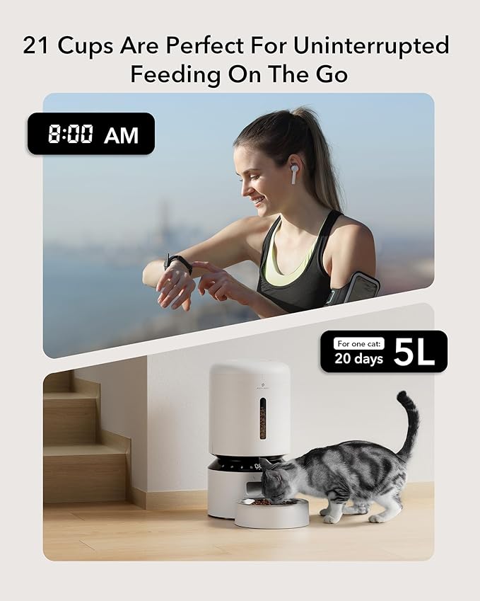 PETLIBRO Automatic Cat Feeder, Automatic Dog Feeder with Freshness Preservation, 5L Timed Cat Feeders for Dry Food, Up to 6 Meals Per Day, Granary Pet Feeder for Cats/Dogs-PawvioPets